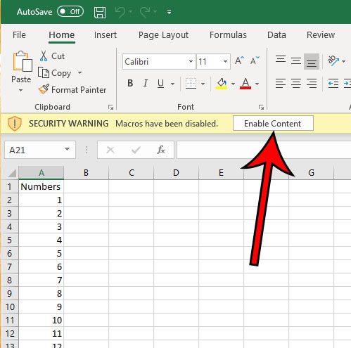 how to enable macros to run in an excel sheet
