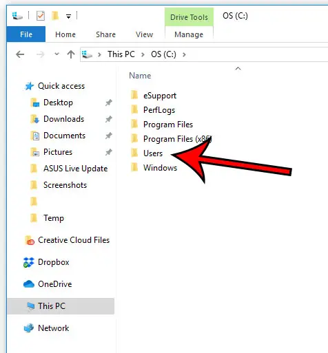 open windows 10 users folder