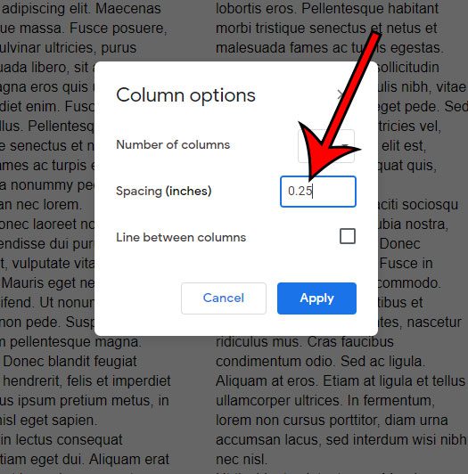 cómo cambiar el espaciado de columnas en Google Docs