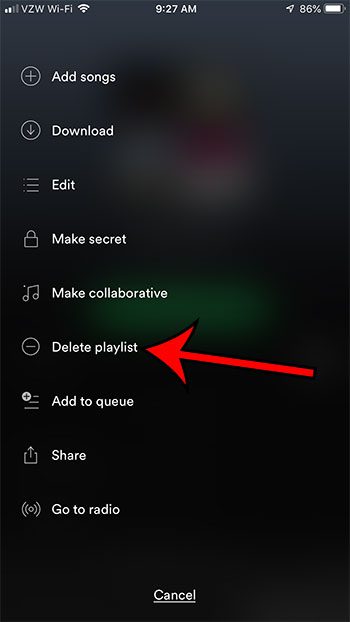 how to delete a playlist in Spotify on an iPhone