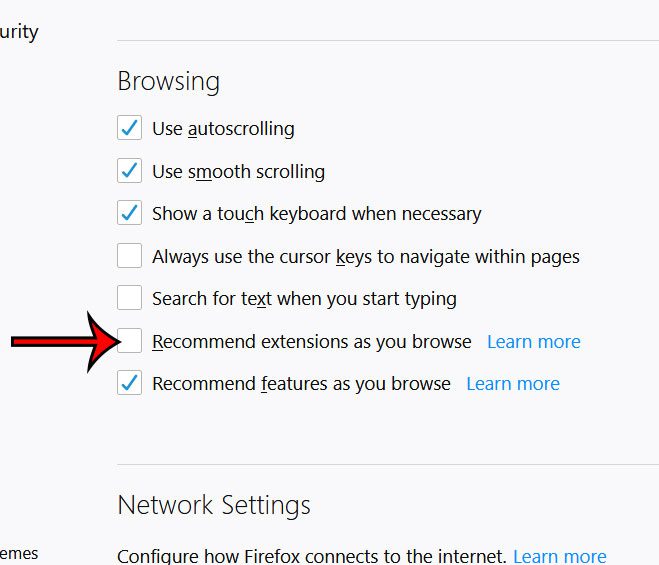 how to disable firefox browser extension recommendations