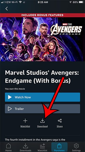 how to download Avengers Endgame to your iPhone from Amazon