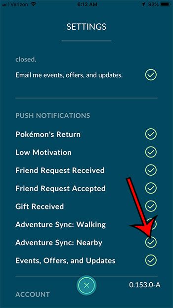 how to turn on Adventure Sync Nearby in Pokemon Go