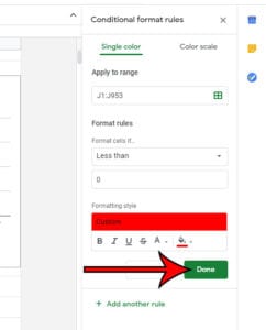 How to Make Cells Red if a Number is Less Than Zero in Google Sheets