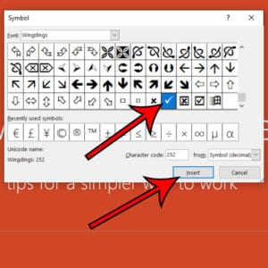 how to insert a check mark in Powerpoint