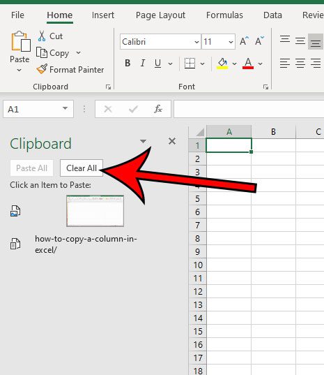 how to clear the clipboard in Microsoft Excel