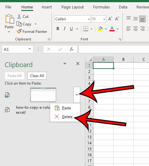 cómo eliminar un solo elemento del portapapeles de Excel