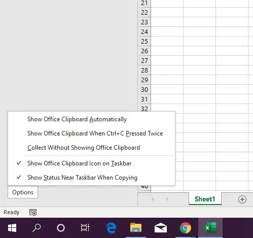 adjust the Excel clipboard options