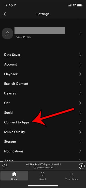 select the Connect to Apps option