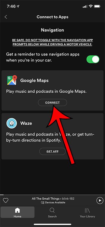 how to connect Spotify to Google Maps on an iPhone