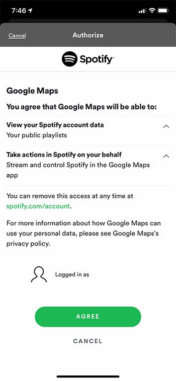 agree to share data between Spotify and Google Maps