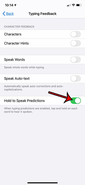 how to enable Hold to Speak Predictions on an iPhone 11