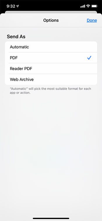 how to save a Web page as a PDF in the Safari iPhone browser