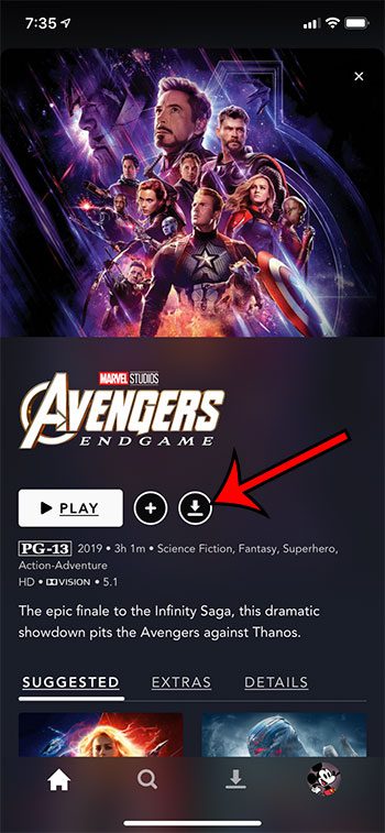 how to download a movie to your iPhone from the Disney + app