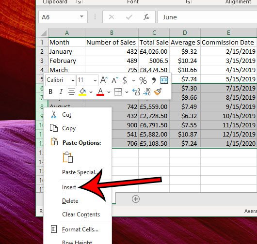 how to add multiple rows in Excel 2016