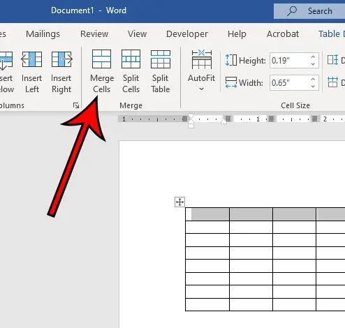 how to merge cells in Word 2016 tables