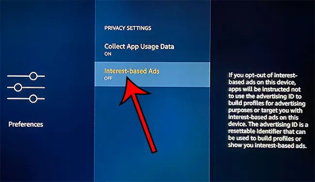how to disable Interest Based Ads on the Amazon Fire TV Stick