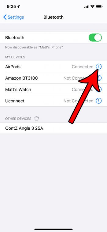 open the Airpods information menu