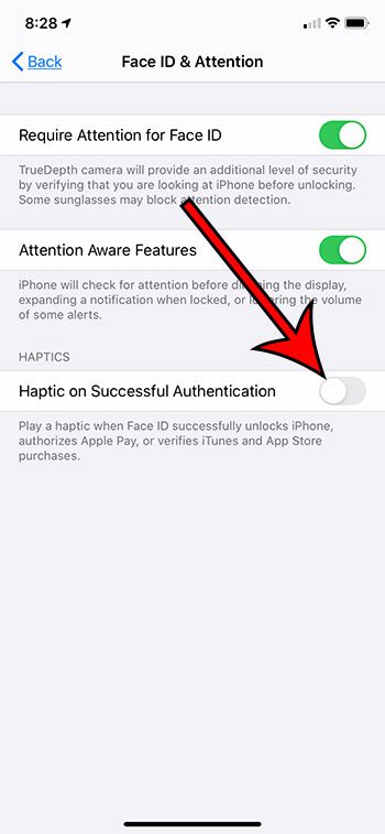 how to turn off Face ID haptics on an iPhone 11