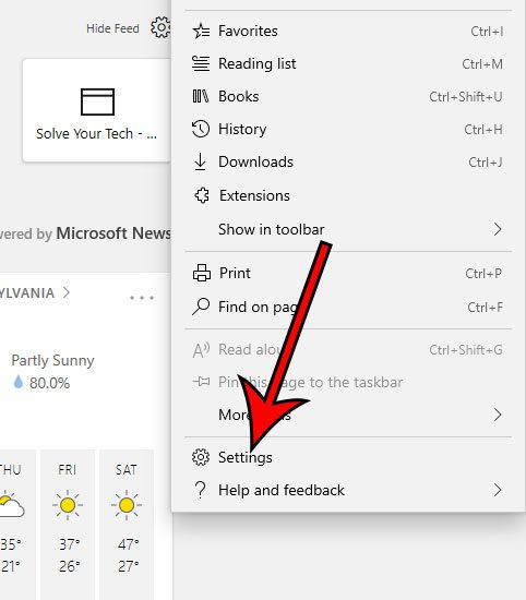 open the Microsoft Edge Settings menu