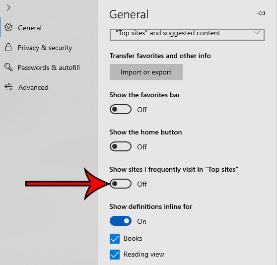 how to remove most visited sites from Top Sites in Microsoft Edge