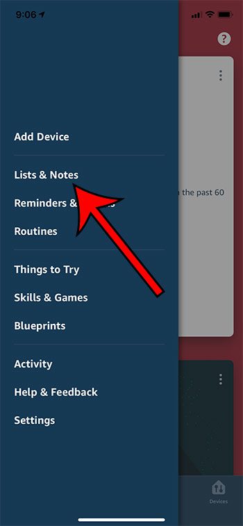 choose the Lists and Notes option