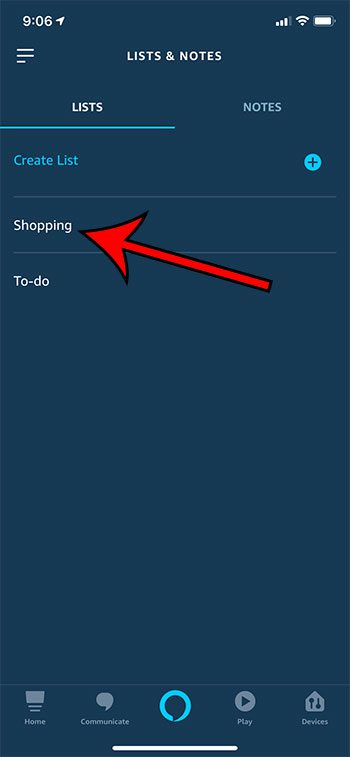 how to view the shopping list in the Amazon Alexa iPhone app