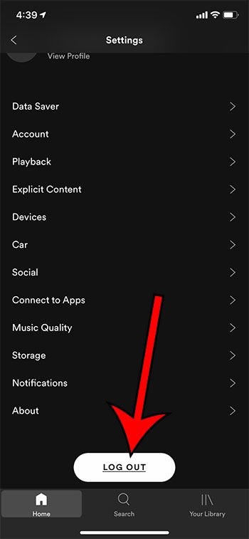 how to log out of Spotify on an iPhone 11