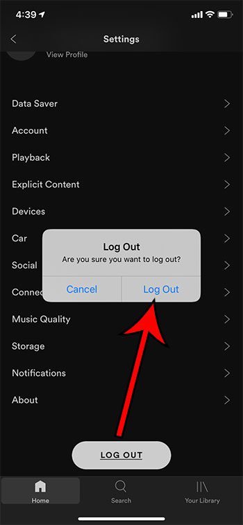 how to sign out of Spotify on an iPhone