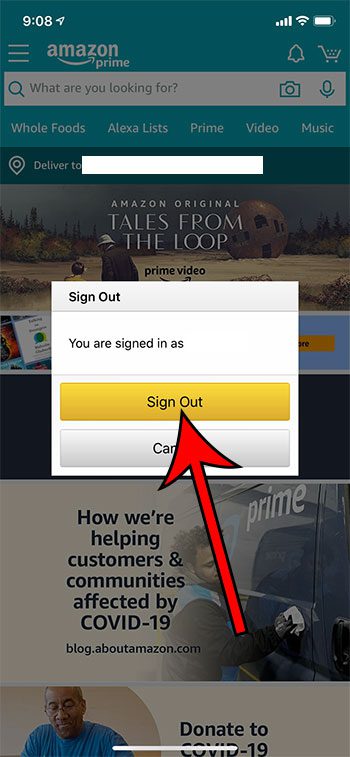 cómo cerrar sesión en la aplicación Amazon para iPhone