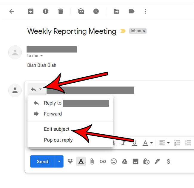 how to change subject line in Gmail