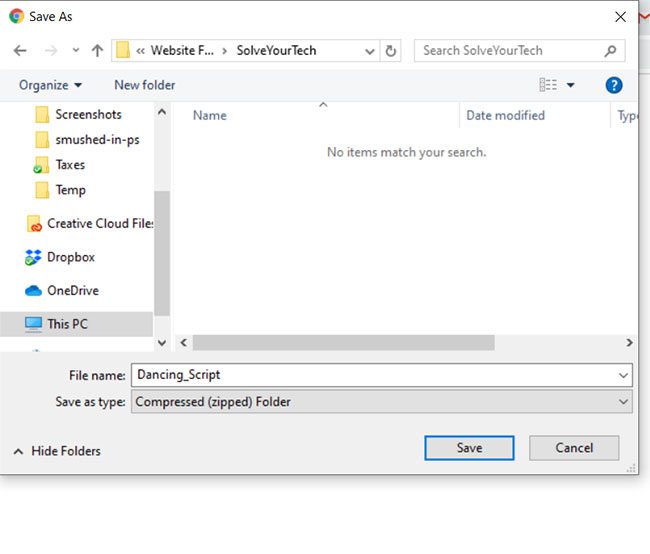 zipped folder in Windows Explorer