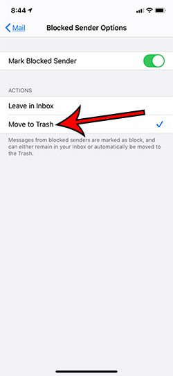 how to automatically delete emails from blocked senders on an iPhone