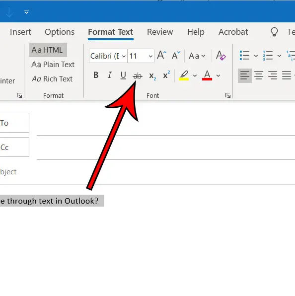 how to strikethrough text in Outlook