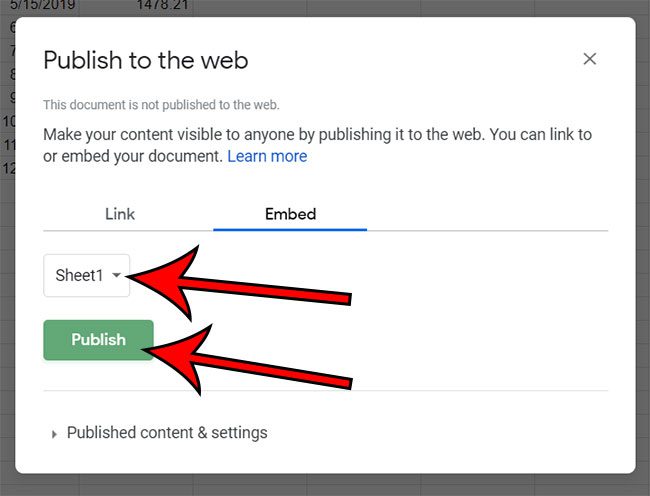 how to embed Google Sheets