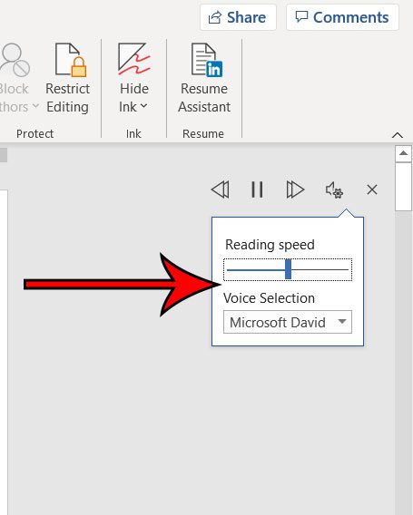 how to change settings for Microsoft Word Read Aloud tool
