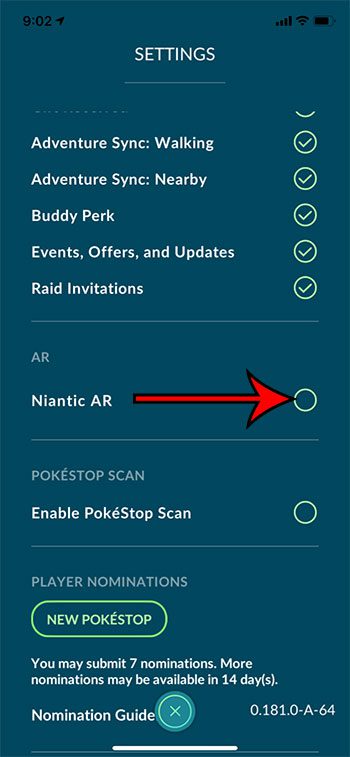 how to disable AR in Pokemon Go on an iPhone