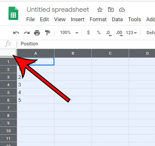 select all cells in Google Sheets