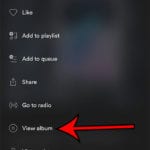 how to view a song album in Spotify on iPhone