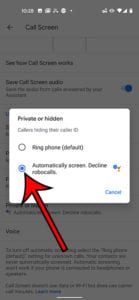 how to block private numbers on Google Pixel 4A