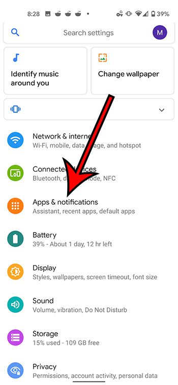 choose Apps and notifications