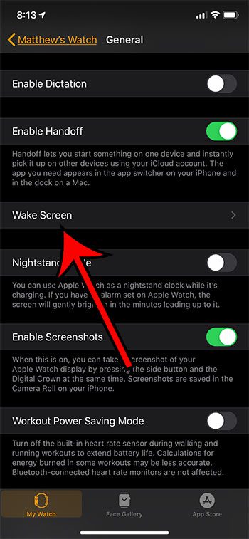 toque el botón Wake Screen