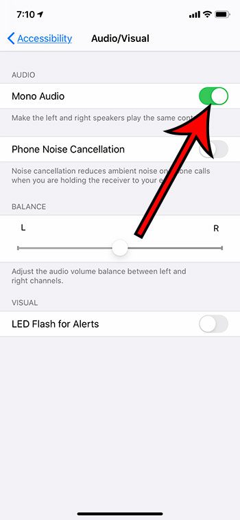 how to switch to mono audio on an iPhone 11