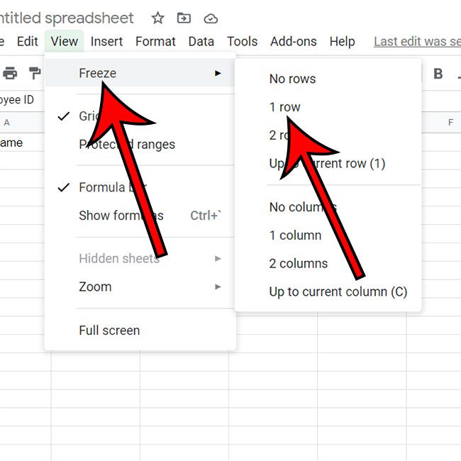 how to make a header row in Google Sheets