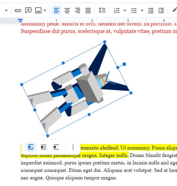 how to rotate a picture in Google Docs