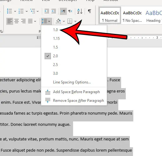 how to single space in Word