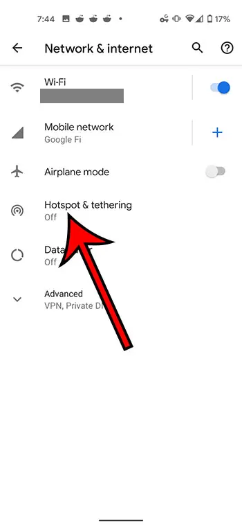choose hotspot and tethering
