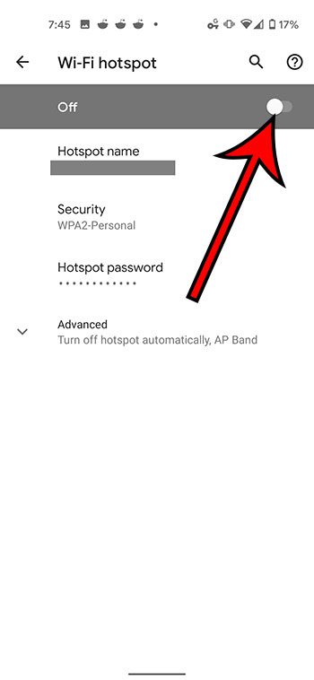 how to turn on the Wi-Fi hotspot on a Google Pixel 4A