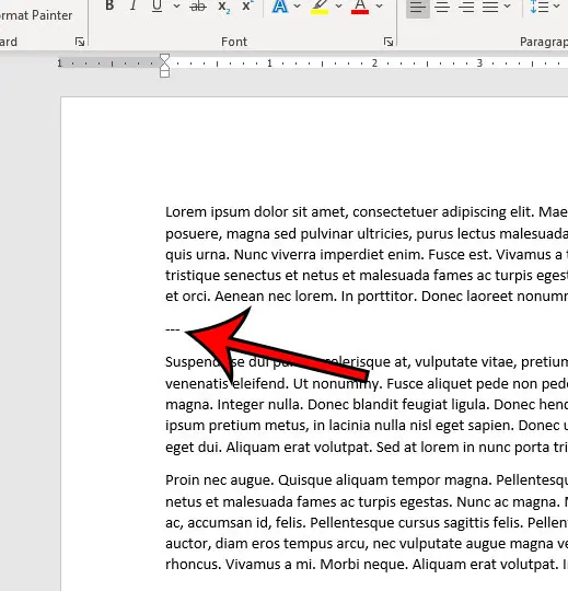 insert horizontal lines in word doc