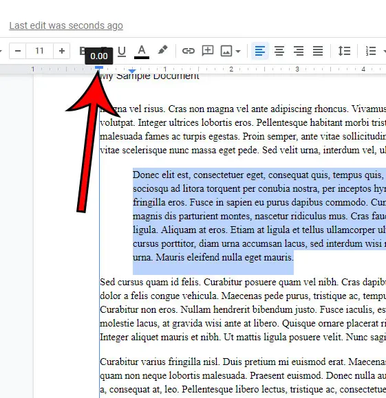 how to indent second line in Google Docs
